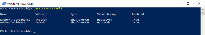 Displaying VM-Host Rules