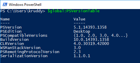 Example: Obtaining the version of PowerShell
