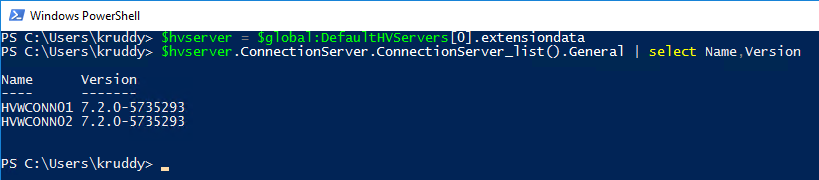 Example: Obtaining the version of Horizon View Server