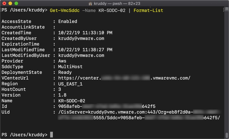 Example: Detailed SDDC View