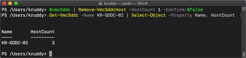 Example: Removing a host from a SDDC