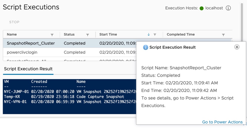 Example: Viewing the output after executing a script