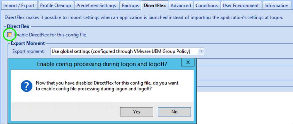 Enable Config Processing on Logon and Logoff