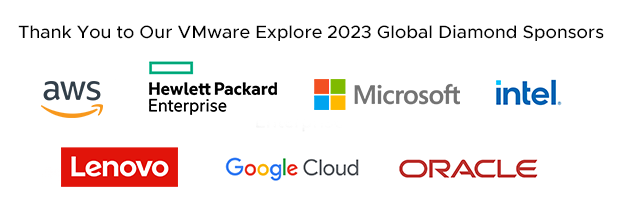 Thank you to our VMware Explore 2023 Global Diamond Sponsors