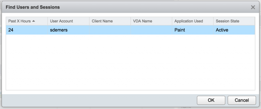 Figure 3 - Filter by time, user, client, VDA, application and session state