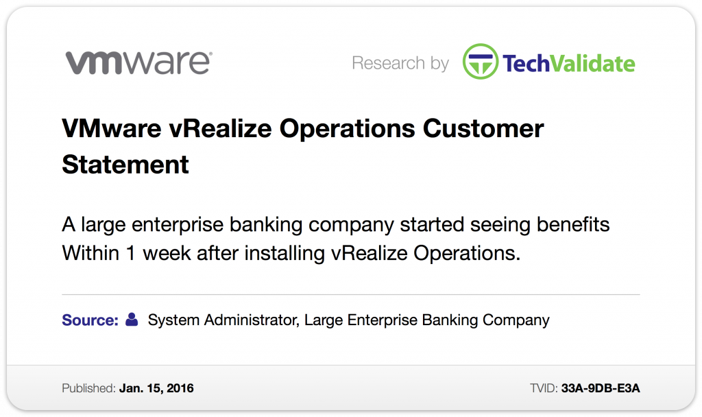 vRealize Operations_Cost Savings Testimonial