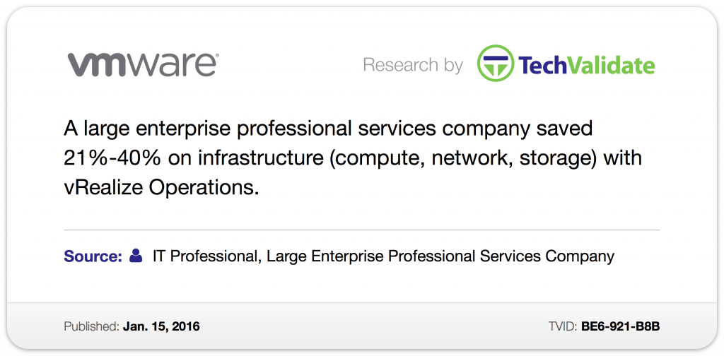 vRealize Operations_Cost Saving Testimonial