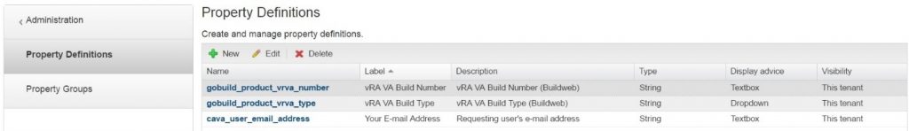 Property Dictionary for vRA 7.x CBP