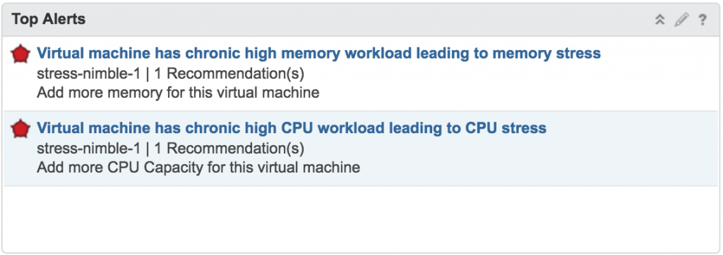 Figure 3 - Nimble SmartStack Top Alerts