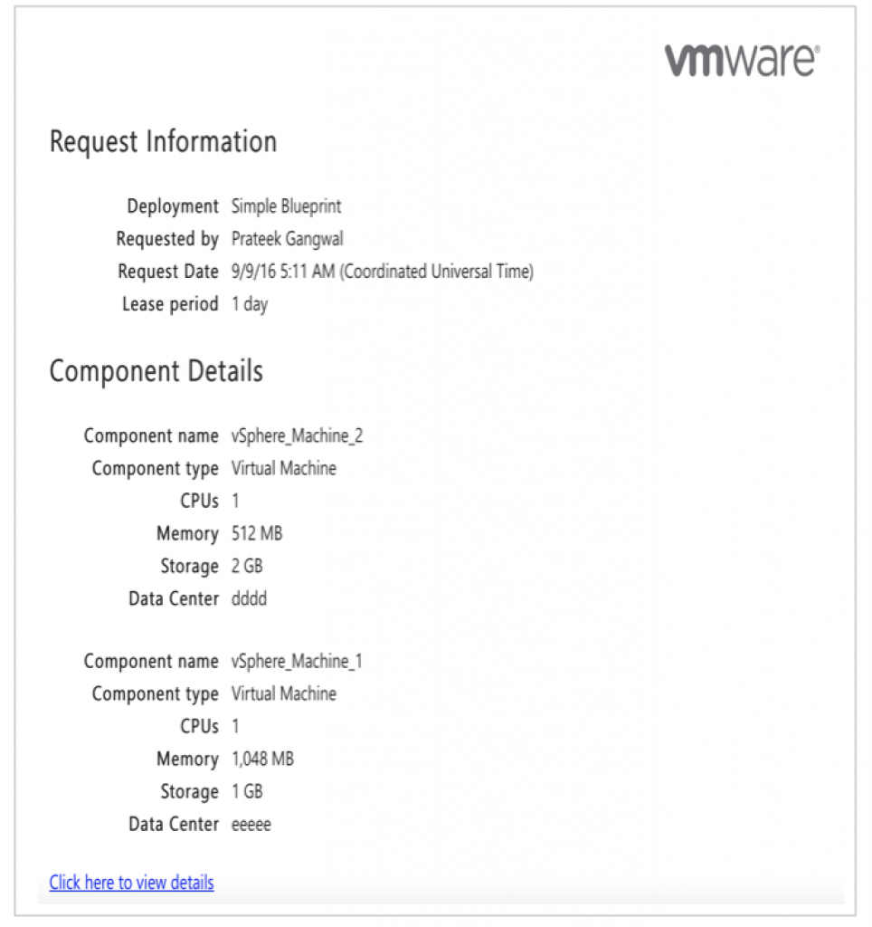 Email with VMware branding/header