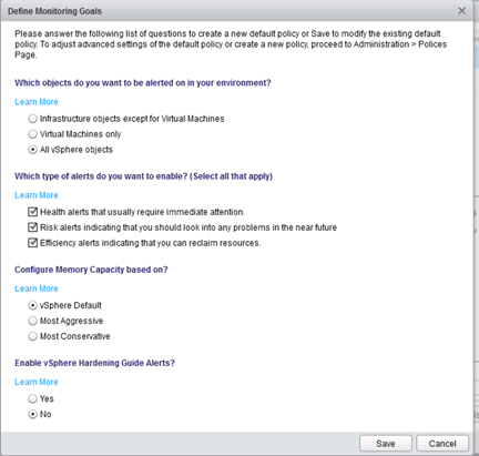 vRealize Operations sizing