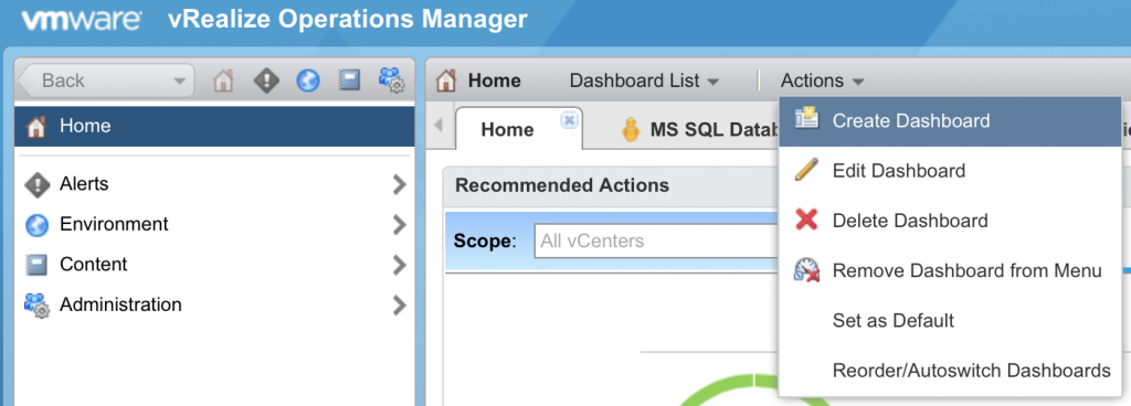 vrops create dashboard