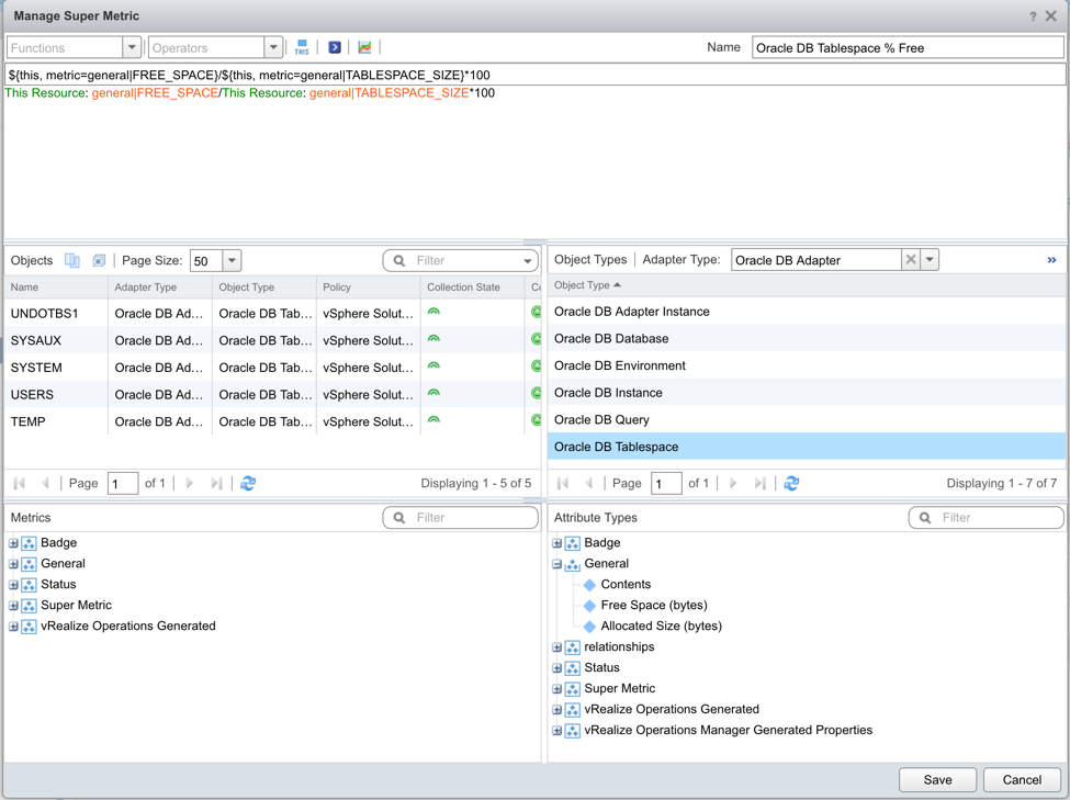 How to create a percentage super metric in vRealize Operations