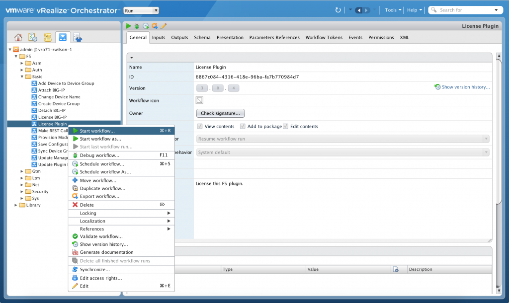 How to create a workflow in F5 BIG-IP for vRO