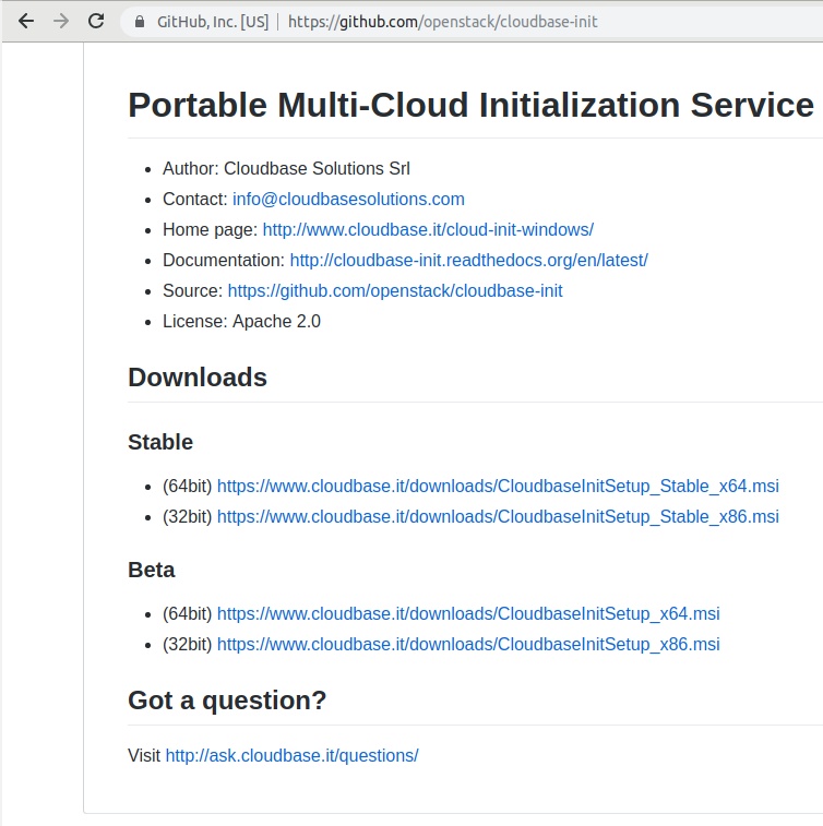cloudbase-init on Github