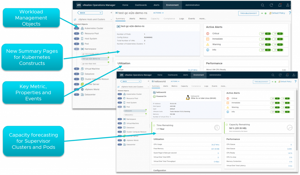 vRealize Operations 8.1 support for vSphere 7 with K8