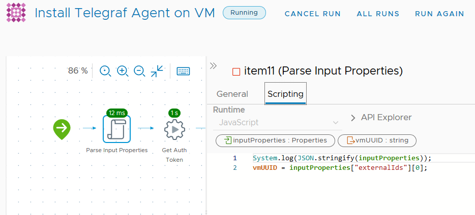 Getting the UUID of the virtual machine from the inputProperties.