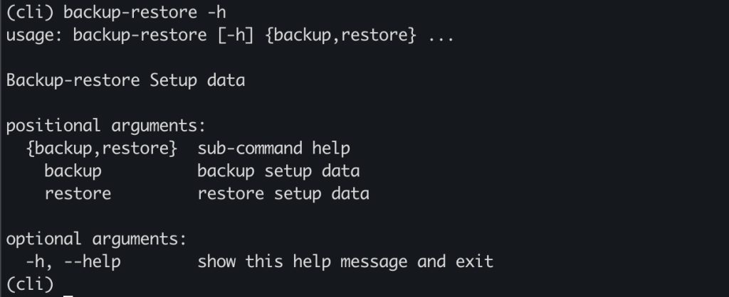 Using the backup and restore CLI