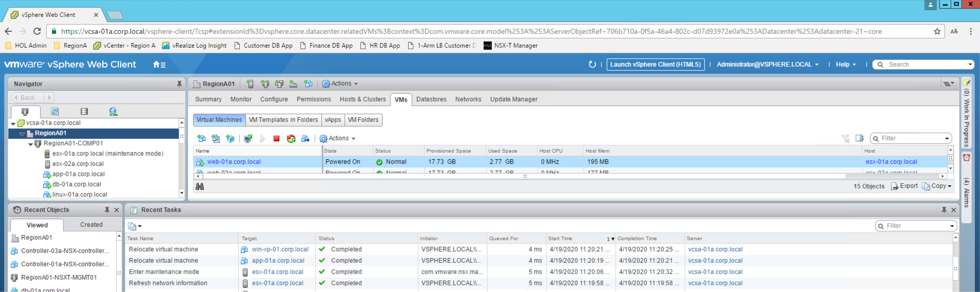 Tracking Actions of Migration Coordinator with vSphere