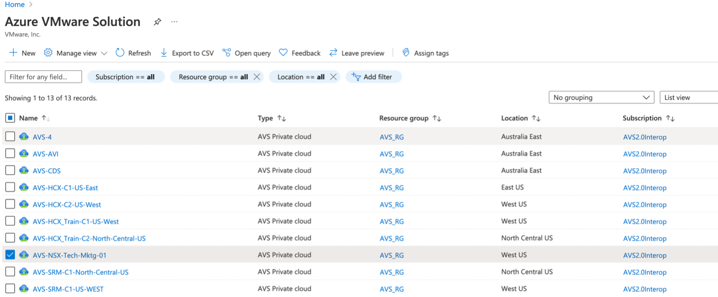 Sign into the Azure portal and select Azure VMware Solution