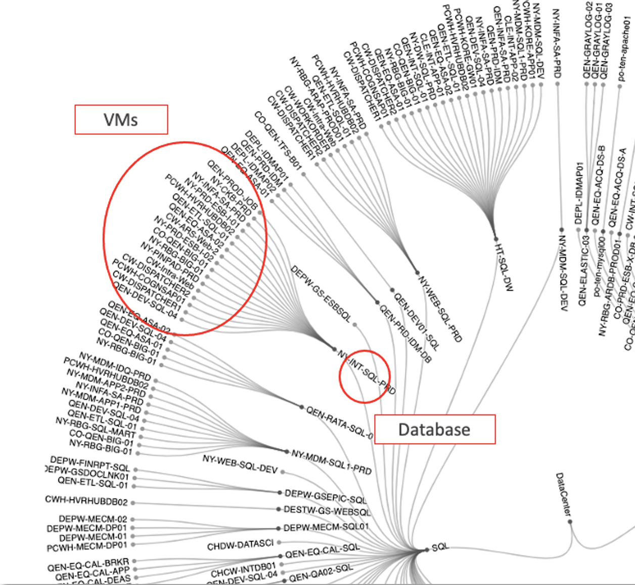 A data visualization showing VM consumption by databases.