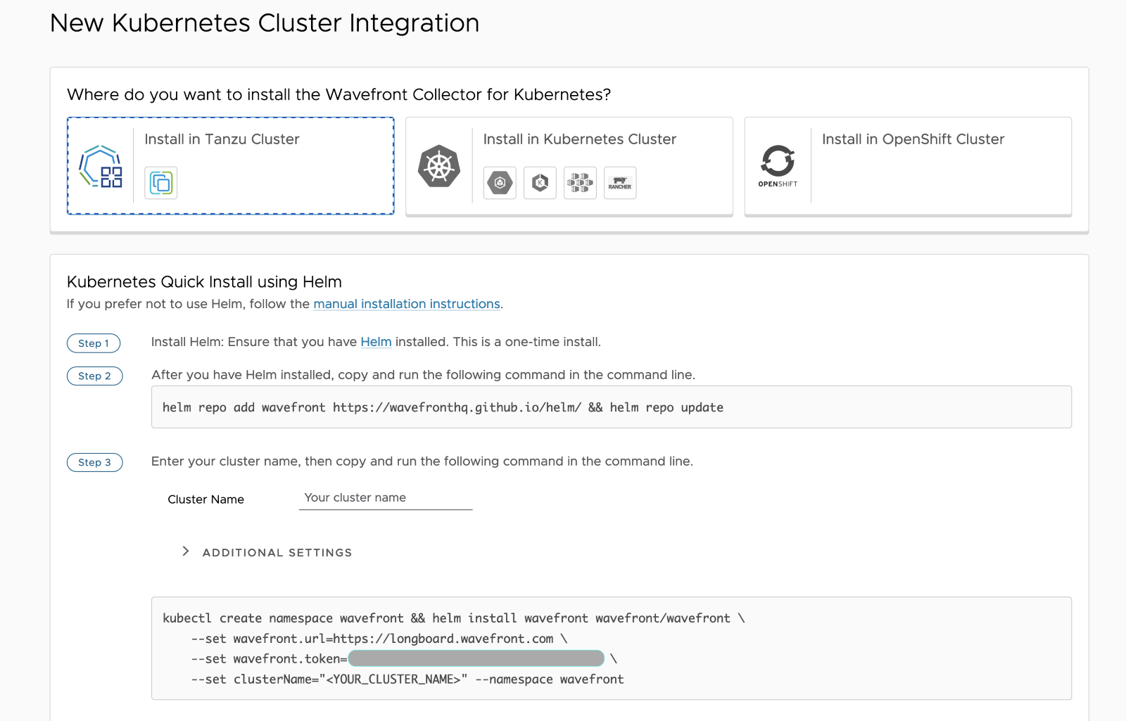 New Kubernetes Cluster Integration for Tanzu Observability