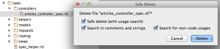 safe delete dialog