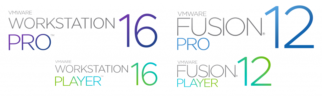 a list of the 4 VMware products: Fusion and Workstation Pro and Player