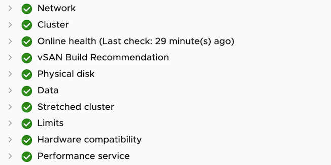 vSAN Health constantly checks more than 50 configuration items