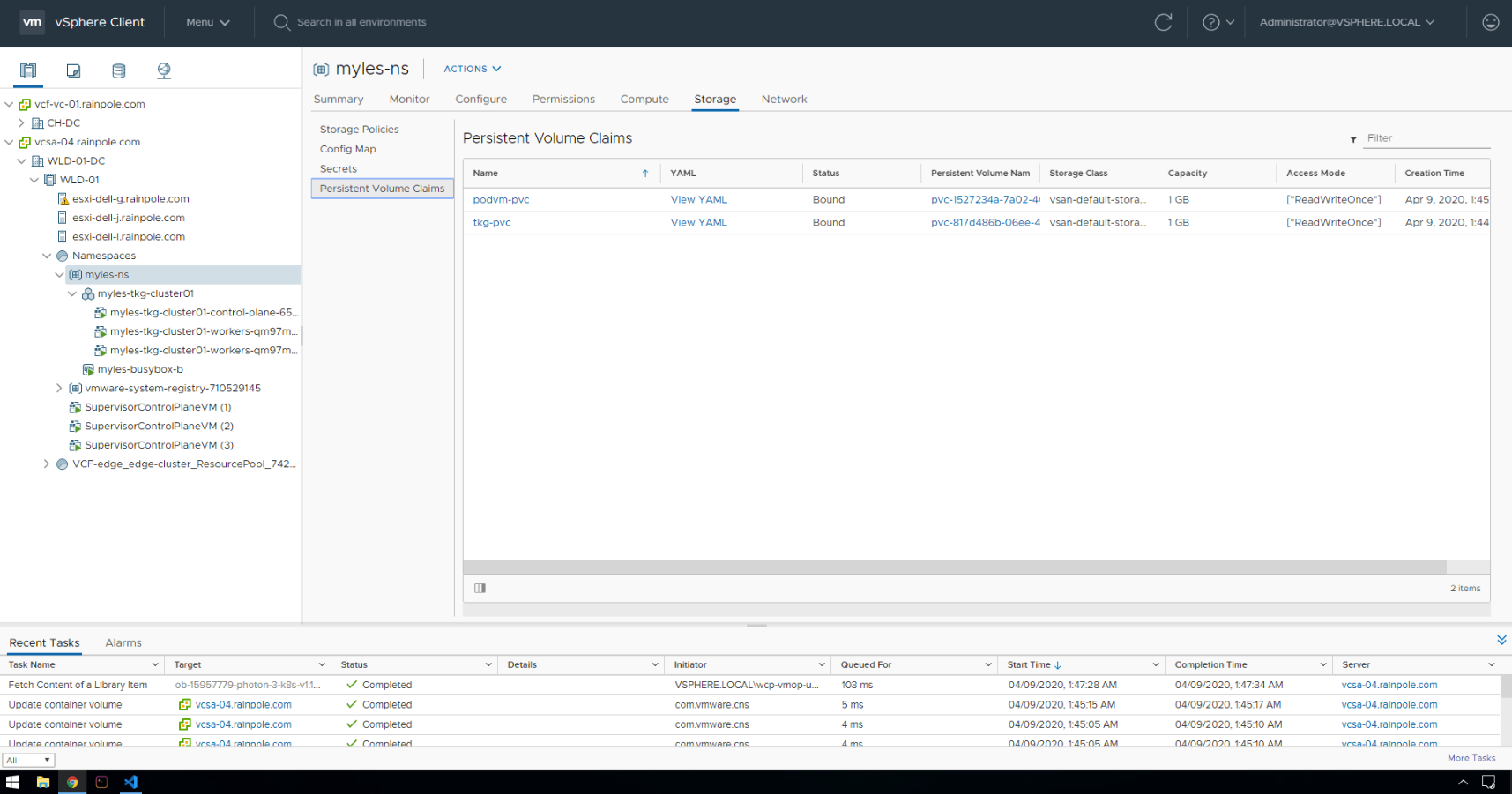 CNS and vSphere with Kubernetes