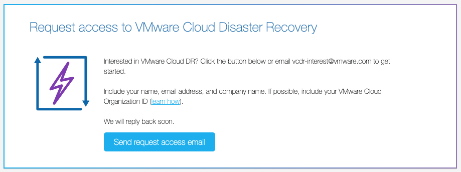VMware cloud disaster recovery, DR, service request, SaaS