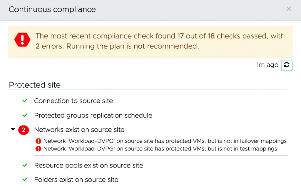 VCDR continuous compliance details