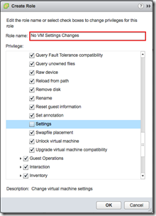 no VM settings changes role