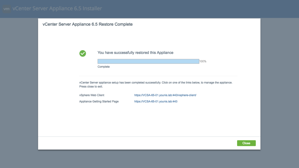 vCenter Server Appliance File-Based Restore 2