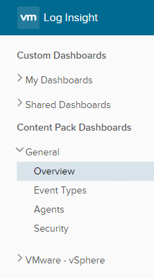 Log Insight Dashboard Orientation