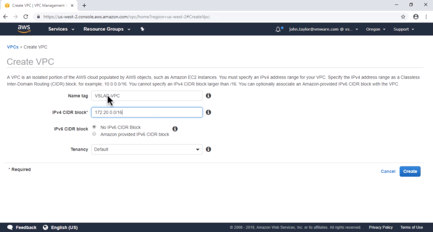 VMware Cloud on AWS First Steps - Setup VPC_2