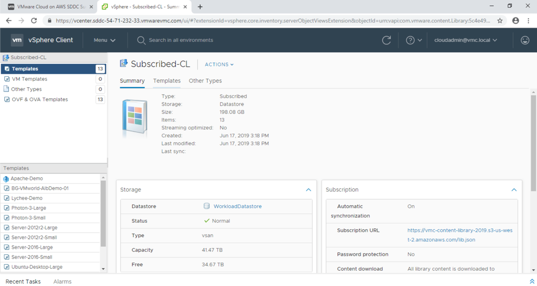 VMware Cloud on AWS - Your Management Toolset - Content Library Contents
