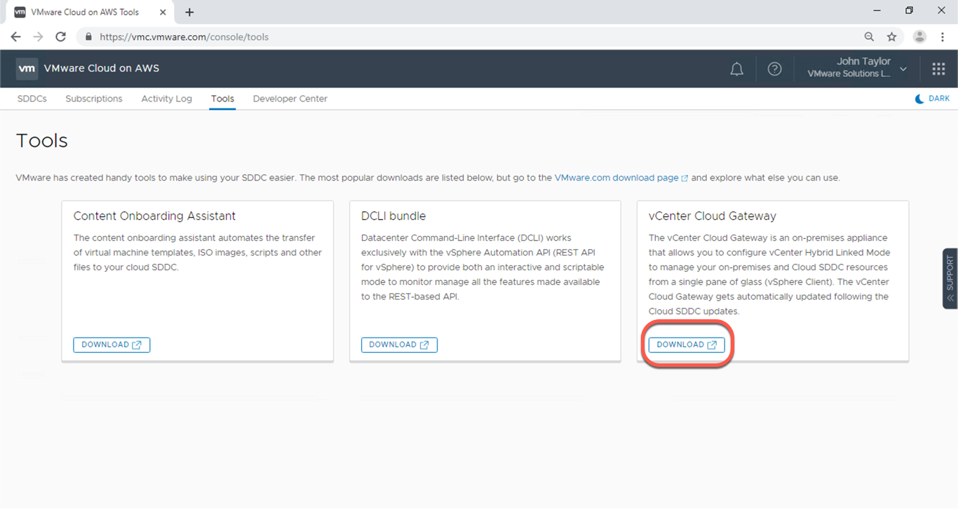 VMware Cloud on AWS - Your Management Toolset - Download Cloud Gateway
