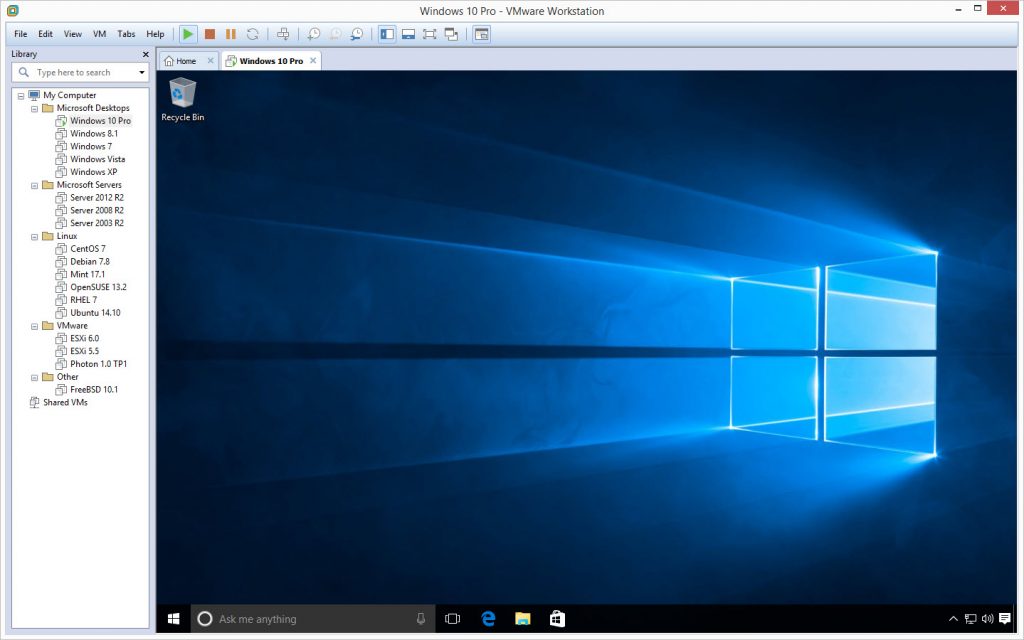 Workstation 11 - Windows 10 VM