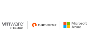 VMware by Broadcom, Pure Storage, and Microsoft logos