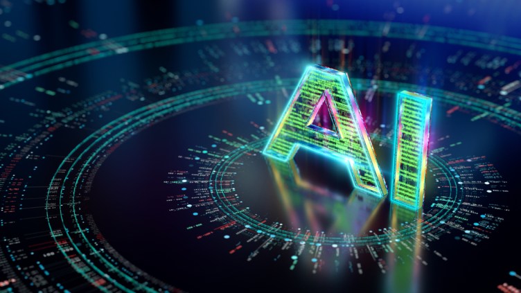 Artificial Intelligence unit processing big data arrays. Powerful Quantum AI component. The future of AI technology tech background