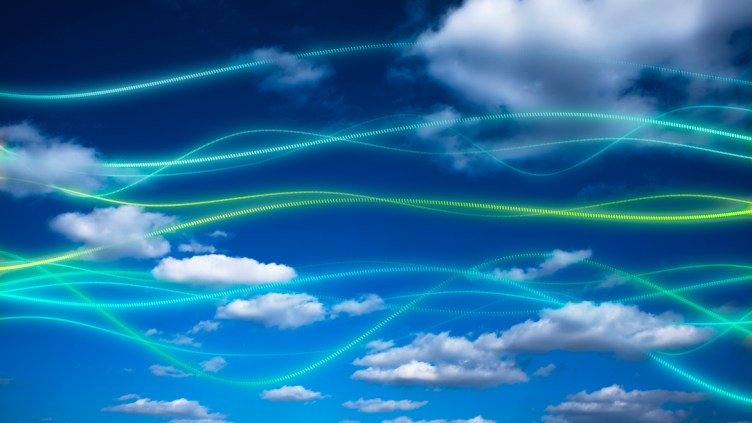 Skyscape with abstract light trail - stock photo,High-speed data communication image