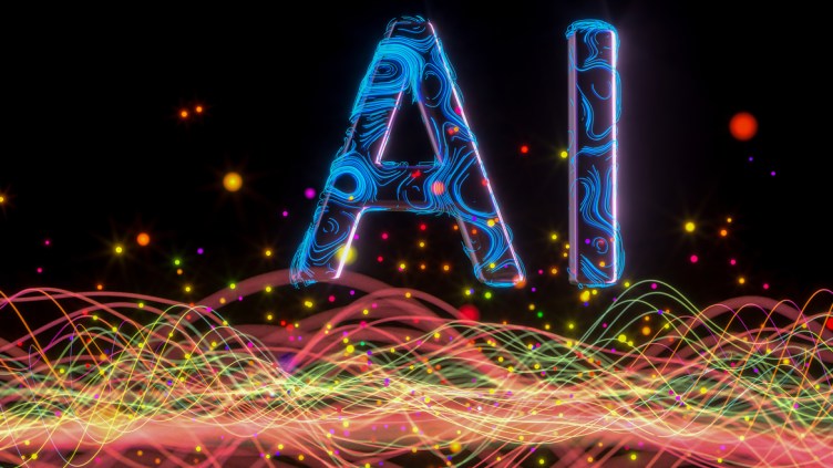 Artificial Intelligence Network Data Concept, 3D Rendering - stock photo