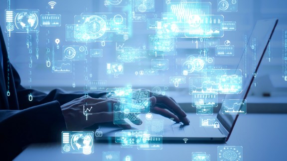 Digital transformation concept. Binary code. Programming.