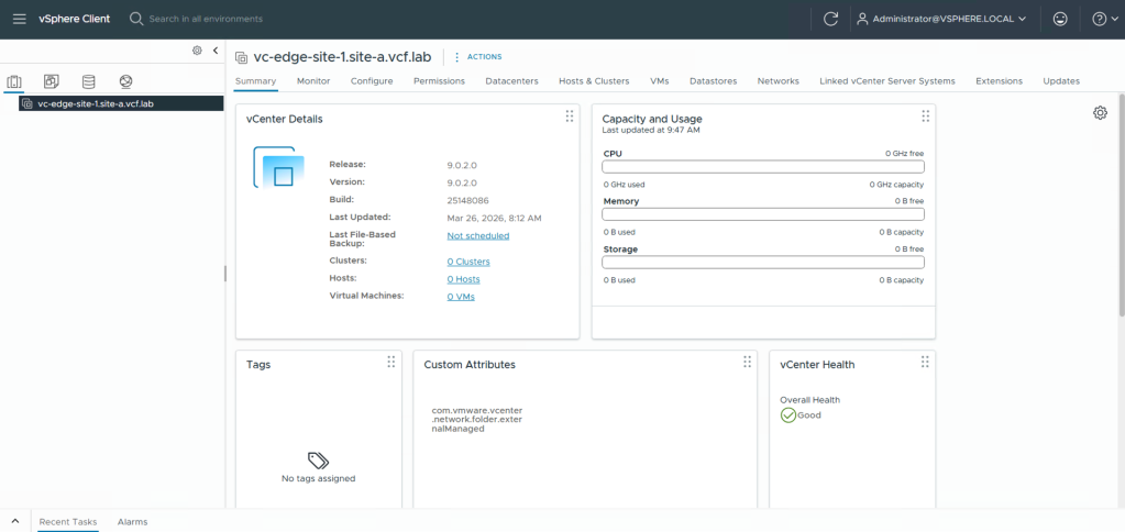 Create two-host vSphere cluster with DRS and HA enabled for VCF Edge brownfield import