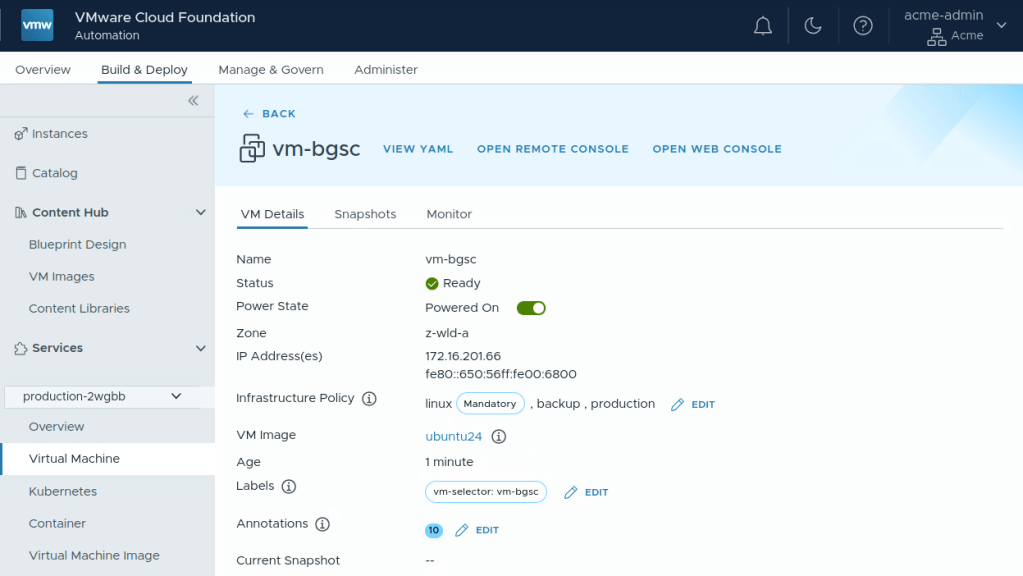 Review applied Infrastructure Policies
