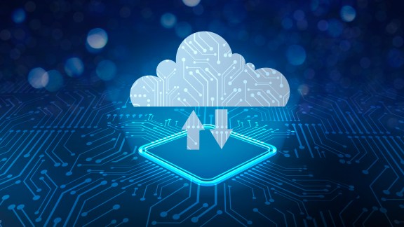 Abstract cloud technology circuit board. Large data center concept. modern cloud storage technology innovation concept background