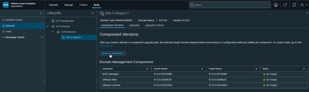 Figure 2: Accessing the component management view within your domain.