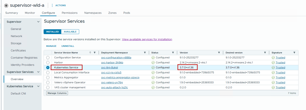 Figure 5: Supervisor enabled with VKS 3.7