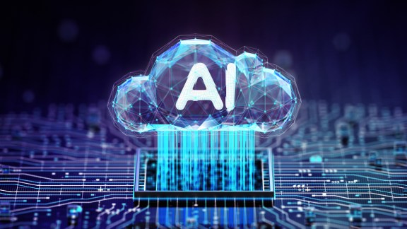 AI Cloud computing security system concept. 3D render